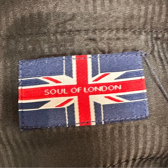 Mens Dress Pants Size 43 Waist Soul Of London Navy Blue Flat Front - Picture 6 of 8